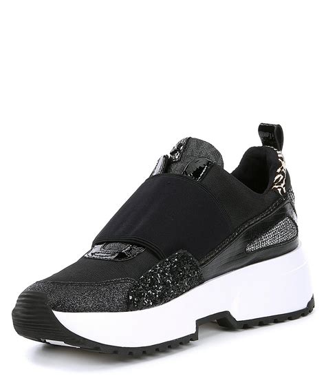 michael michael kors cosmo sneakers black|michael kors black designer sneakers.